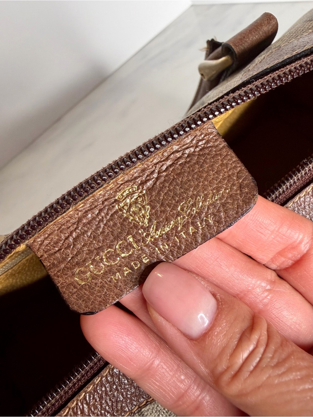 Vintage Gucci GG Supreme Web Boston Speedy Bag Brown Tan Monogram - Picture 10 of 14